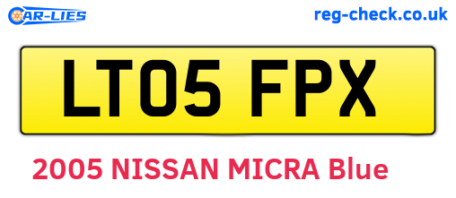 LT05FPX are the vehicle registration plates.