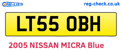 LT55OBH are the vehicle registration plates.