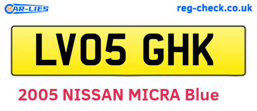 LV05GHK are the vehicle registration plates.