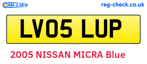 LV05LUP are the vehicle registration plates.