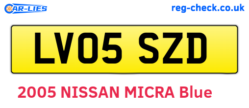 LV05SZD are the vehicle registration plates.