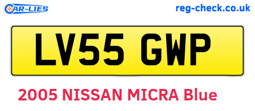LV55GWP are the vehicle registration plates.