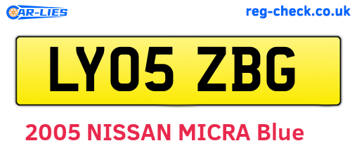 LY05ZBG are the vehicle registration plates.