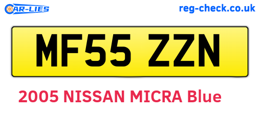 MF55ZZN are the vehicle registration plates.
