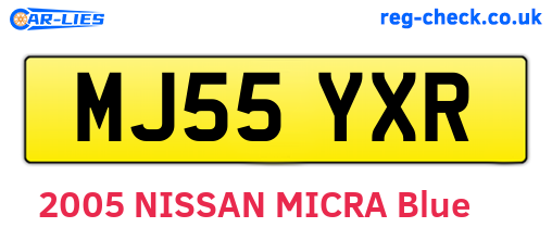 MJ55YXR are the vehicle registration plates.
