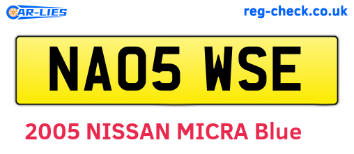 NA05WSE are the vehicle registration plates.