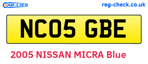 NC05GBE are the vehicle registration plates.