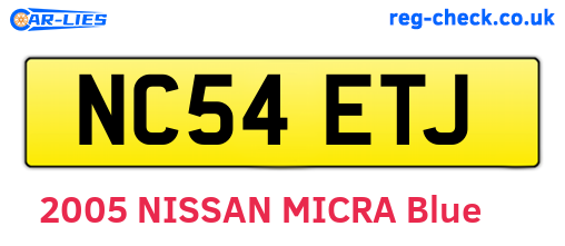 NC54ETJ are the vehicle registration plates.