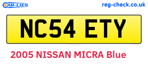 NC54ETY are the vehicle registration plates.