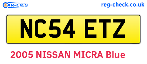 NC54ETZ are the vehicle registration plates.