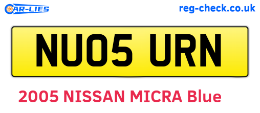 NU05URN are the vehicle registration plates.