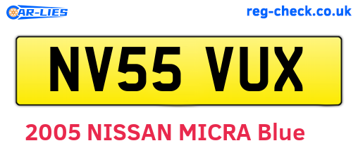 NV55VUX are the vehicle registration plates.