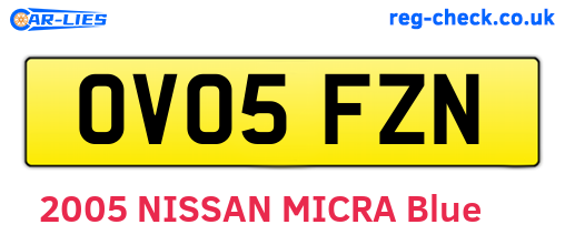 OV05FZN are the vehicle registration plates.