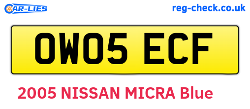 OW05ECF are the vehicle registration plates.