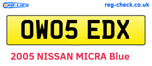 OW05EDX are the vehicle registration plates.