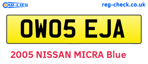 OW05EJA are the vehicle registration plates.