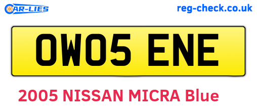 OW05ENE are the vehicle registration plates.