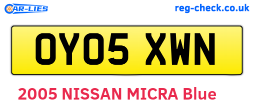 OY05XWN are the vehicle registration plates.