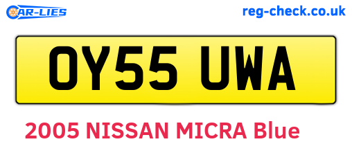 OY55UWA are the vehicle registration plates.