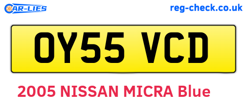 OY55VCD are the vehicle registration plates.