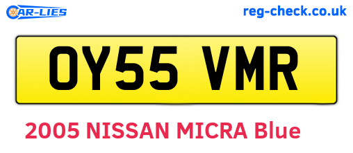 OY55VMR are the vehicle registration plates.