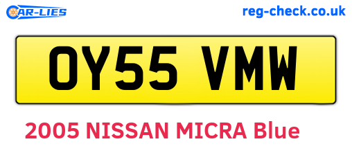 OY55VMW are the vehicle registration plates.