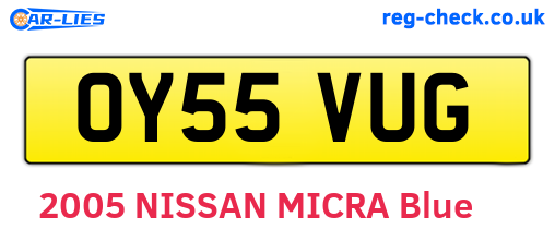 OY55VUG are the vehicle registration plates.