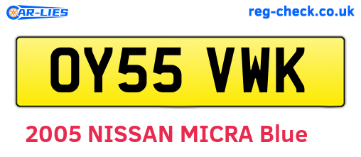 OY55VWK are the vehicle registration plates.