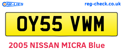 OY55VWM are the vehicle registration plates.