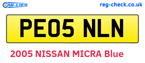 PE05NLN are the vehicle registration plates.