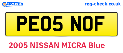 PE05NOF are the vehicle registration plates.