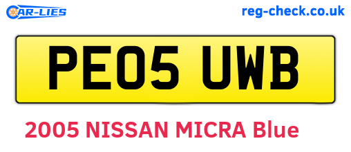 PE05UWB are the vehicle registration plates.