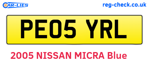 PE05YRL are the vehicle registration plates.