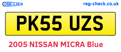 PK55UZS are the vehicle registration plates.