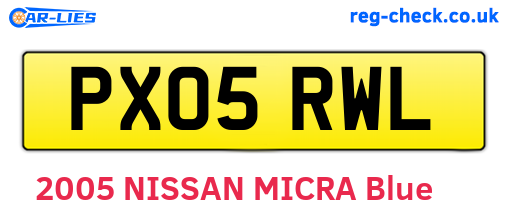 PX05RWL are the vehicle registration plates.