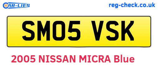 SM05VSK are the vehicle registration plates.