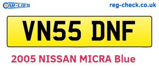 VN55DNF are the vehicle registration plates.