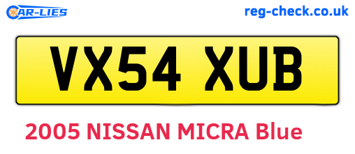 VX54XUB are the vehicle registration plates.