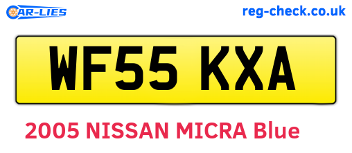 WF55KXA are the vehicle registration plates.