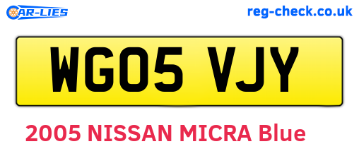 WG05VJY are the vehicle registration plates.