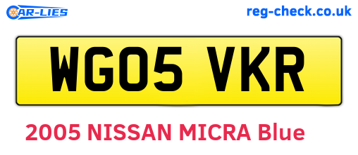 WG05VKR are the vehicle registration plates.