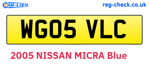 WG05VLC are the vehicle registration plates.
