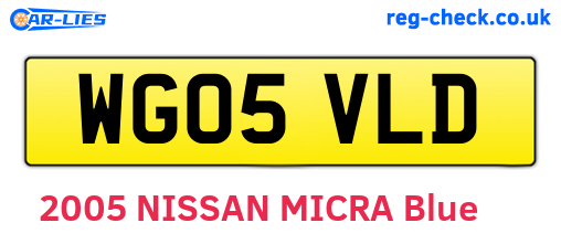 WG05VLD are the vehicle registration plates.