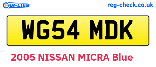 WG54MDK are the vehicle registration plates.