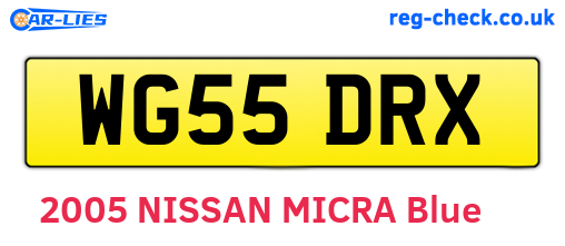 WG55DRX are the vehicle registration plates.