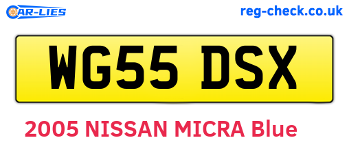 WG55DSX are the vehicle registration plates.