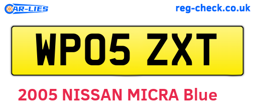 WP05ZXT are the vehicle registration plates.