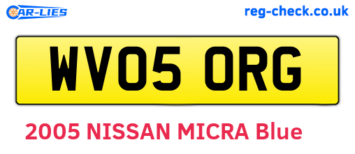 WV05ORG are the vehicle registration plates.