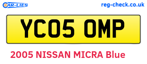 YC05OMP are the vehicle registration plates.