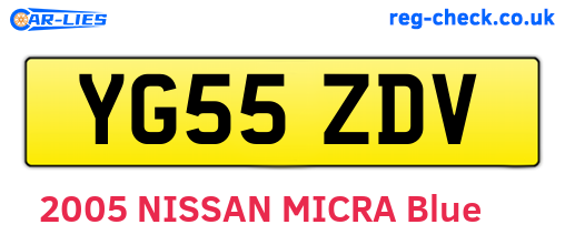 YG55ZDV are the vehicle registration plates.